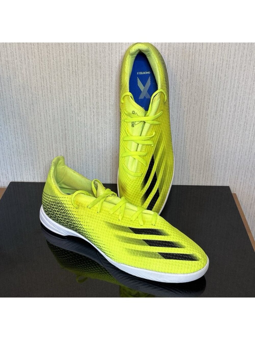 Adidas x Ghosted.3 Indoor Soccer Shoes Mens Sz 12.5 FW6937 Yellow Black Lace Up